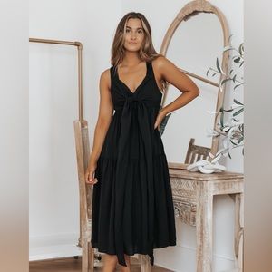 Free Spirit Black Tie Midi Dress 
M  - $15.00